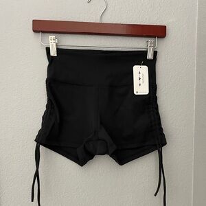 Black High-Waisted Side Tie Shorts